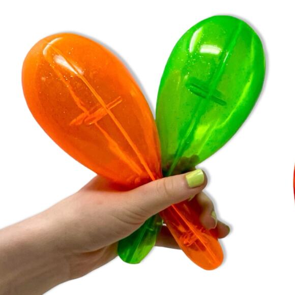 Vintage Neon Plastic Maracas 7" Clear Party Toy 2005 Y2K Vibes NWOT - Picture 2 of 7